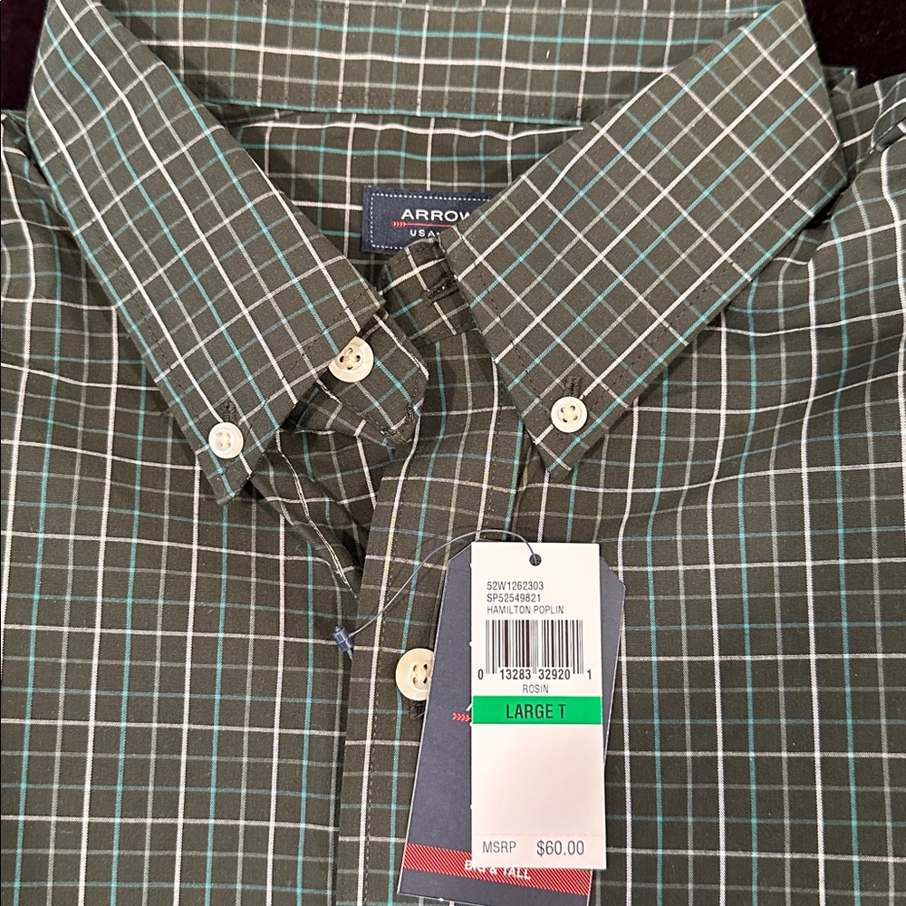 NWT Arrow Dark Green Checkered Shirt